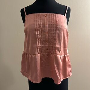 Monteau Pink Pleated Tank Top